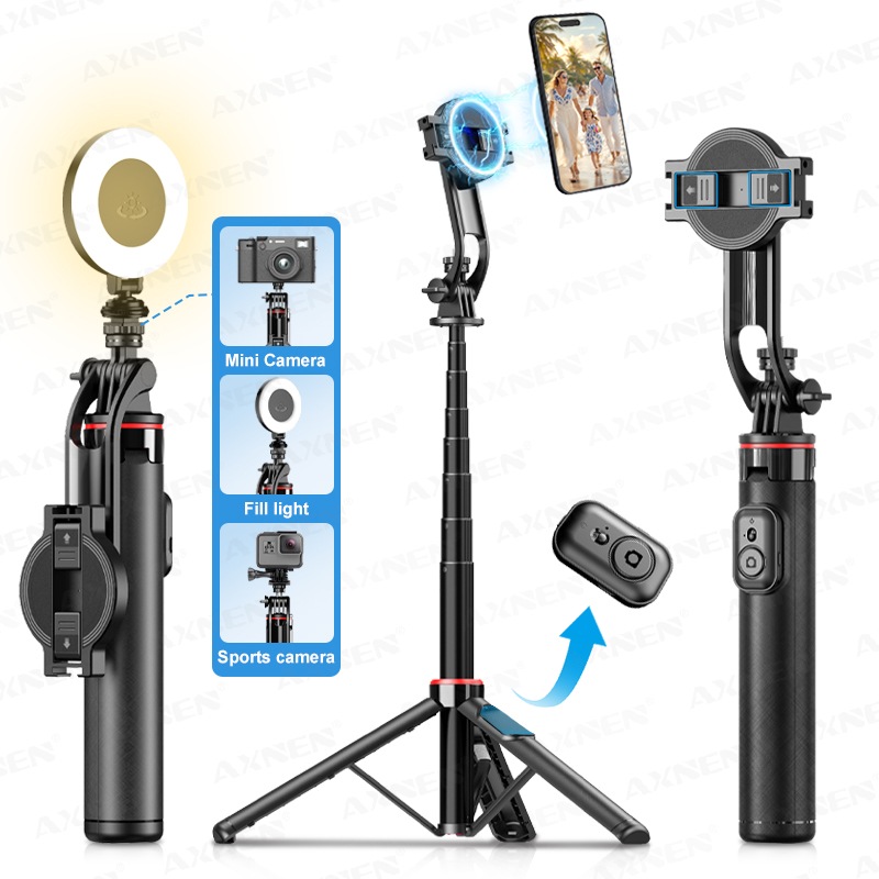 Photography Video Lighting Kit With Adjustable Tripod Stand - AXNEN C20 Magnetyczny Statyw Selfie Stick