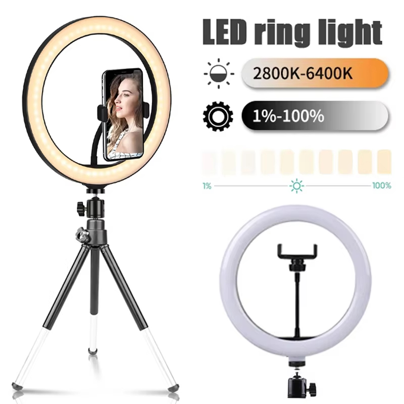 Photography Lighting Set Up - 10-calowa lampa pierścieniowa do selfie, oświetlenie