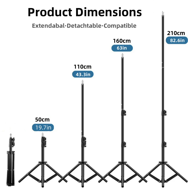 Photography Video Lighting Kit With Adjustable Tripod Stand - Statyw oświetleniowy RP01-B, wytrzymały, wykonany ze